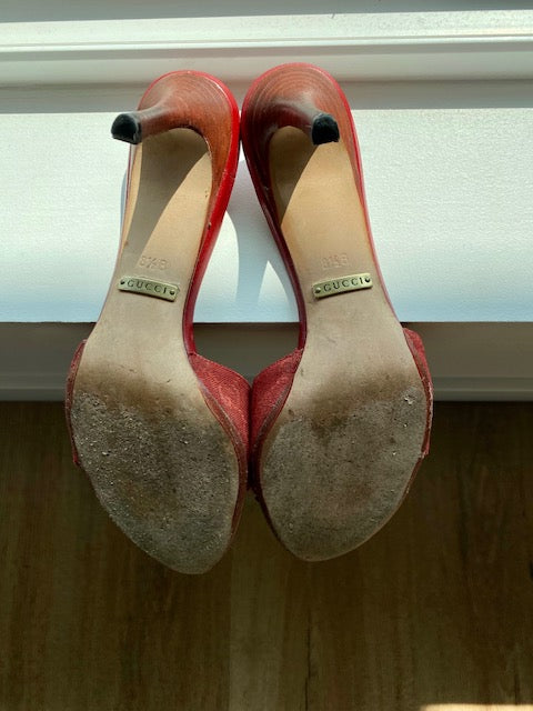 Red Canvas Gucci Sandals